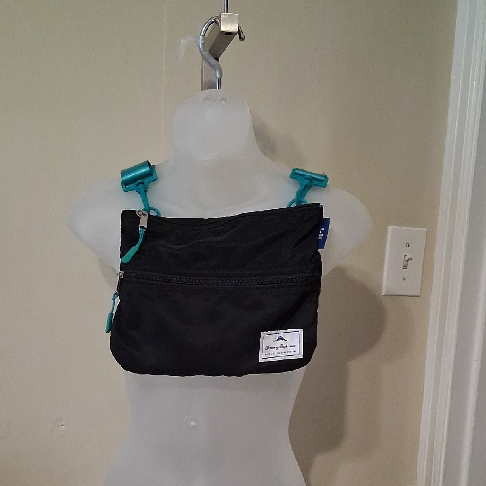 Tommy Bahama Black Crossbody Bag with Teal Accents